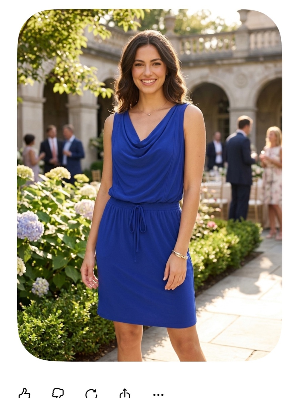 Ronni Nicole Royal Blue Sleeveless Cowl Neck Dress